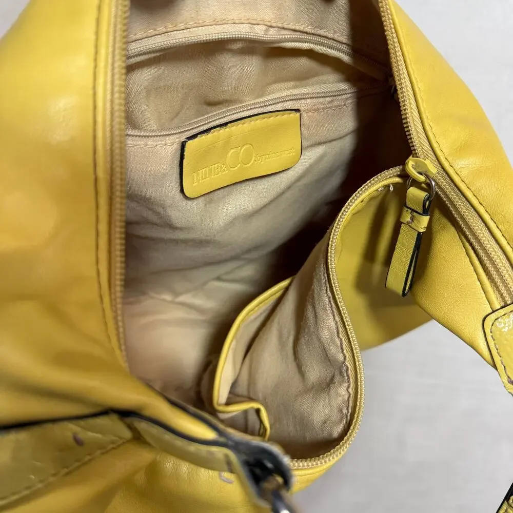 Nine & Co Yellow Handbag‎ Shoulder Bag Purse Faux Leather Retro Y2K Babydoll - Picture 5 of 12